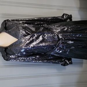 INC | Black Sequin | Trench coat | S